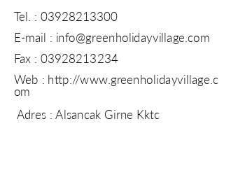 Green Holiday Village iletiim bilgileri